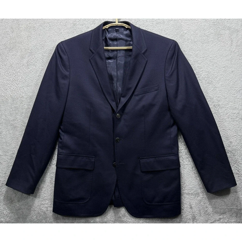 J Crew Ludlow Suit Jacket Mens 42R Blue Italian Flannel Vitale Barberis